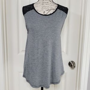 Old Navy Striped Crochet Trim Tank
